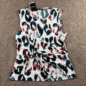 DKNY Abstract NEW Twisted Front‎ Sleeveless blouse Tank Top XL office feminine